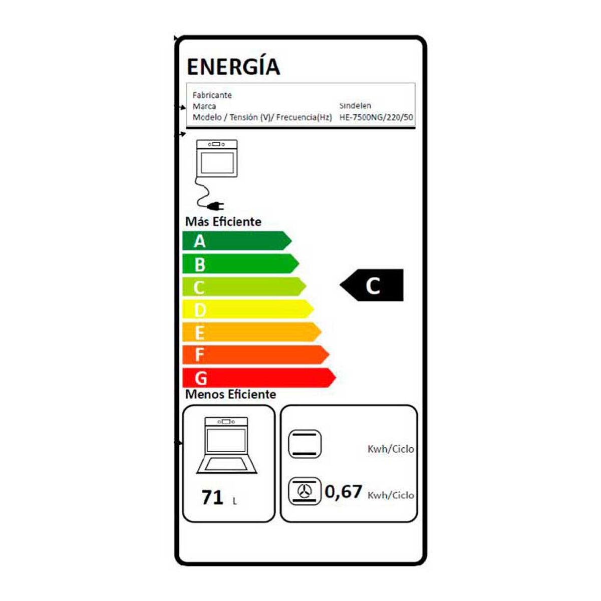 Horno Empotrable Eléctrico Sindelen HE-7500NG 7 lts.