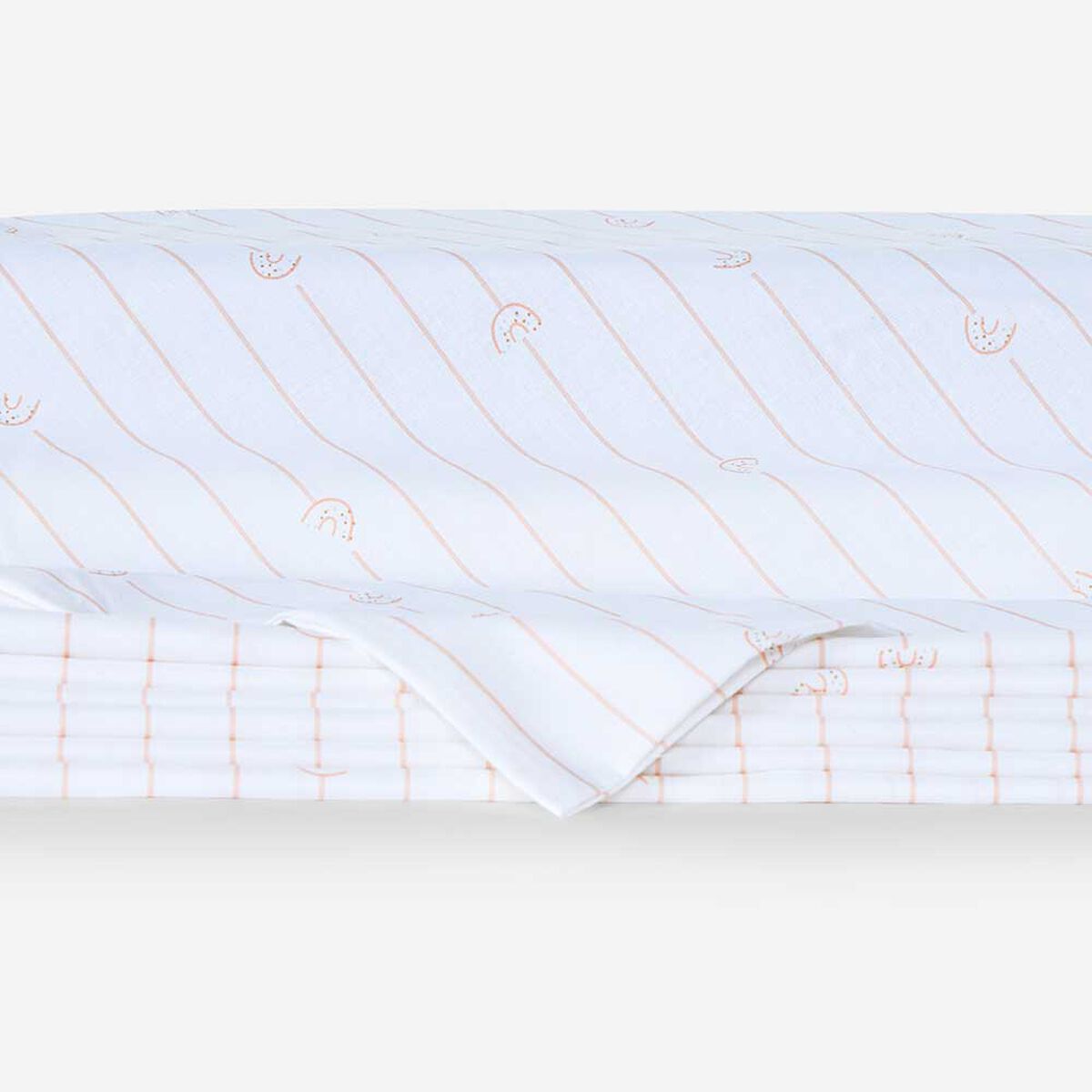 Juego de Sábanas Infantil Rosen 1,5 Plazas Rainbow Damasco Blanco