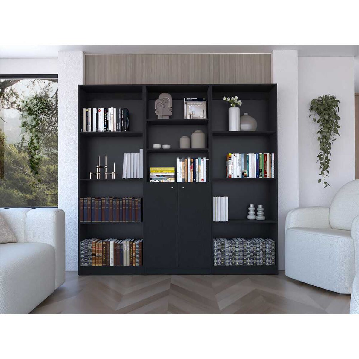 2 Estantes 4 Repisas + Estante 2 Puertas TuHome Home Wengue