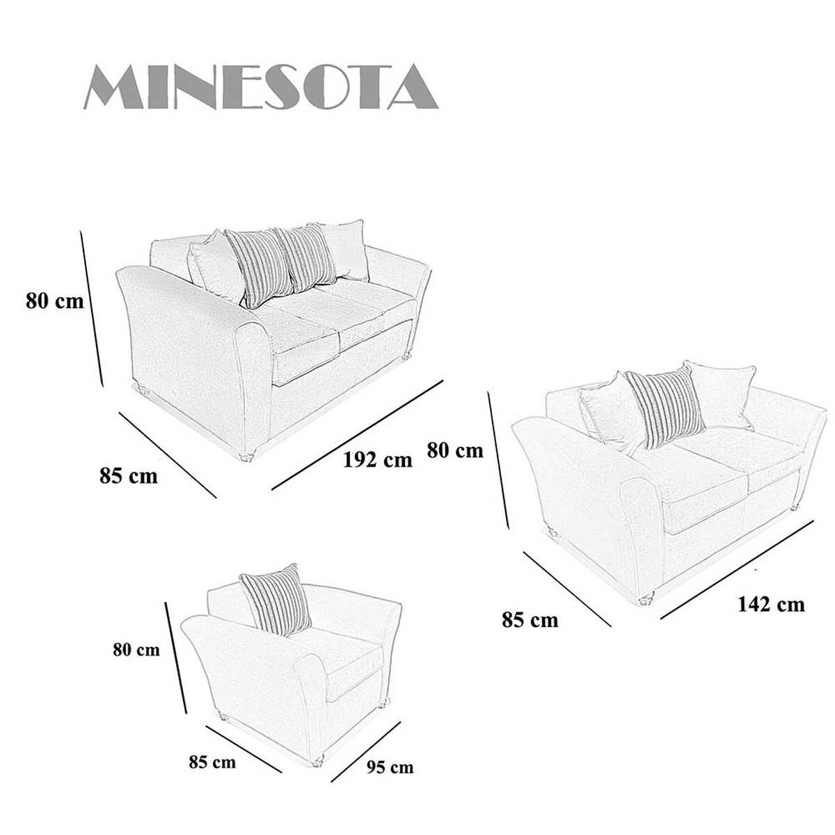 Juego de Living Elegant Detail Minesota Sofá 3 Cuerpos + Sofá 2 cuerpos + Sillón 1 Cuerpo Gris