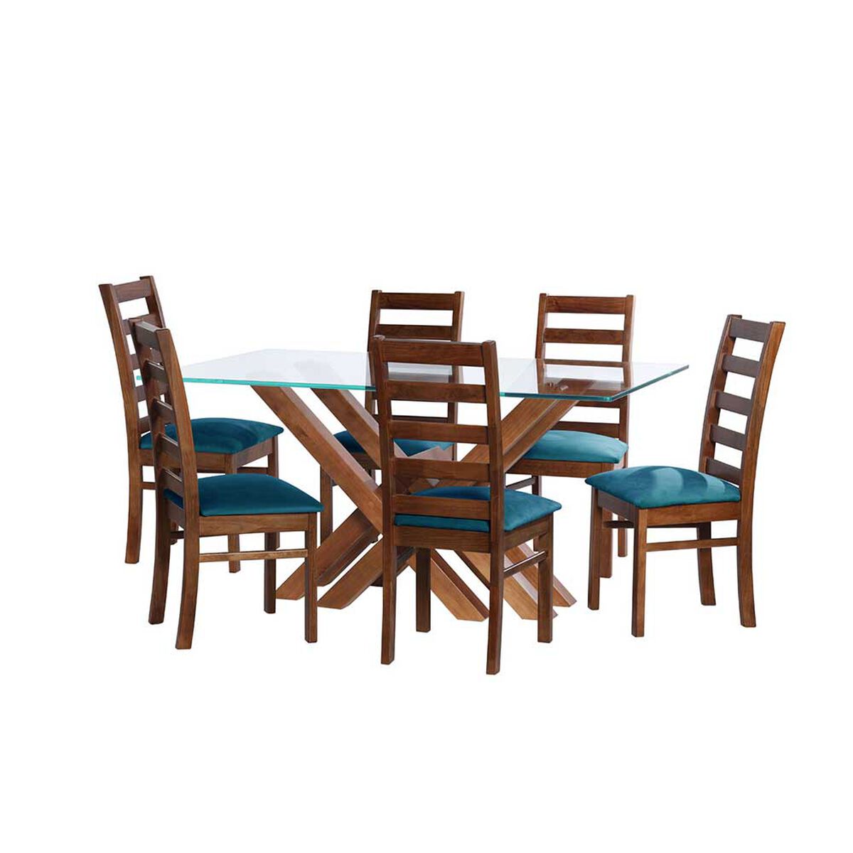 Juego de Comedor Latam Home Merida 6 Sillas Azul Petr&oacute;leo