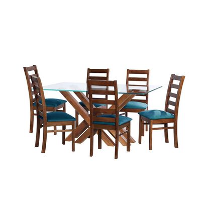 Imagen 1 del producto Juego de Comedor Latam Home Merida 6 Sillas Azul Petróleo