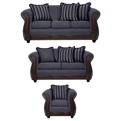 Juego de Living Black Factory Sofia 6 Cuerpos Marengo