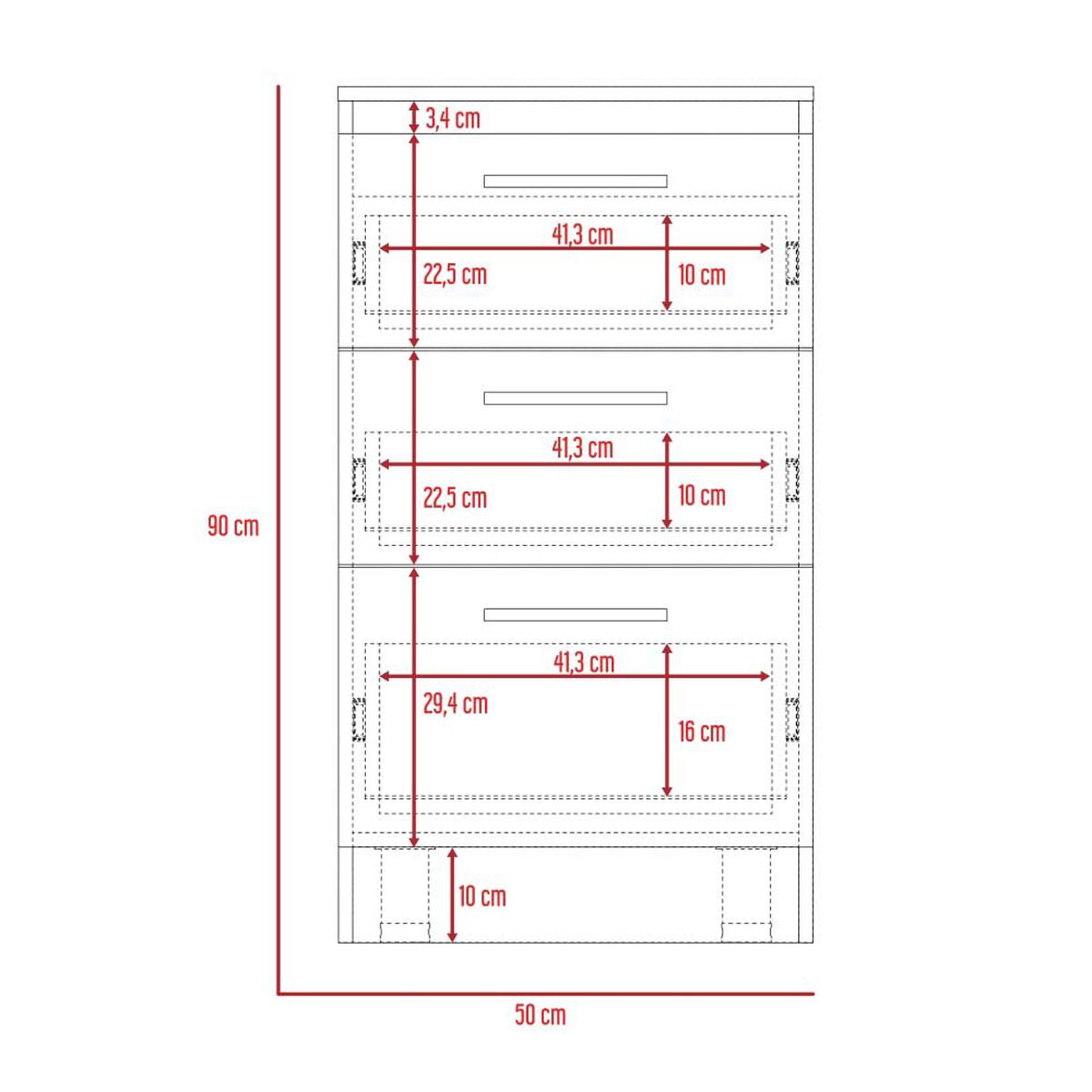 Mueble Inferior TuHome Manchester 1 Puerta 3 Cajones Wengue