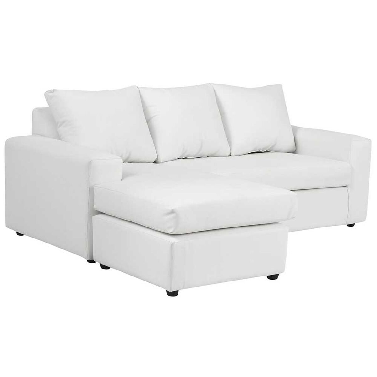 Juego de Living Bodevir Bi-L PU Sof&aacute; 2 Cuerpos + Chaise Longue + Dos Pouf 1 Cuerpo Blanco&nbsp;