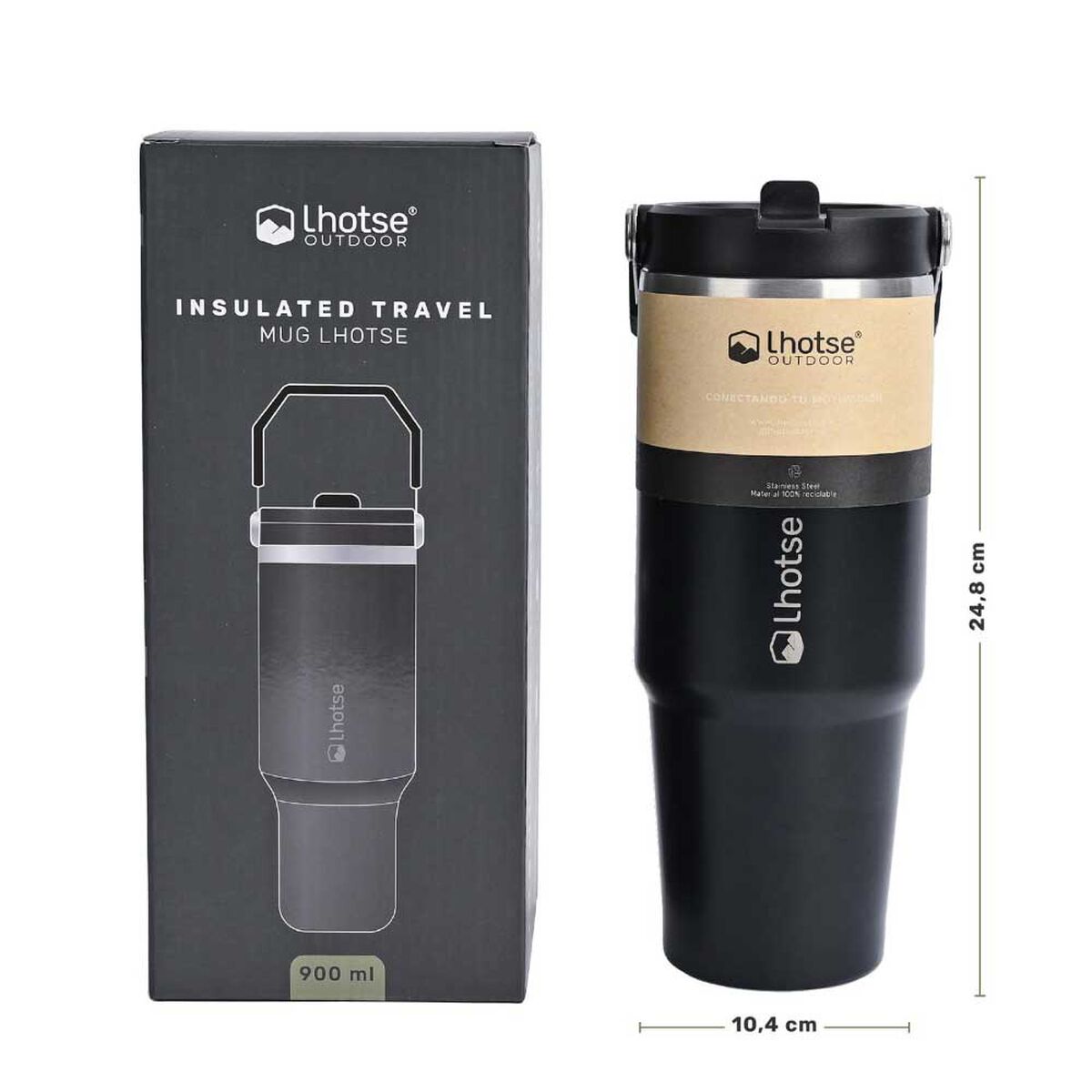 Botella Térmica Insulada Lhotse Travel Mug 900 ml Negro