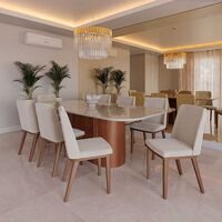 Comedor Decocasa Kalina 8 Sillas Off White Castaño