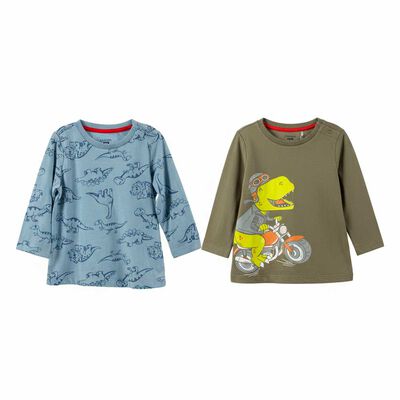 Imagen 1 del producto Pack 2 Polera Manga Larga Chess Baby Celeste, Gris Mel