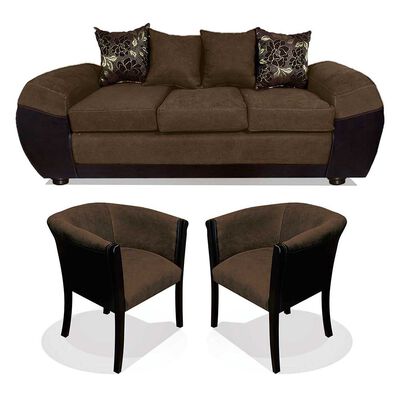 Imagen 1 del producto Juego de Living Elegant Detail Houston Sofá 3 Cuerpos + Dos Sitiales Café