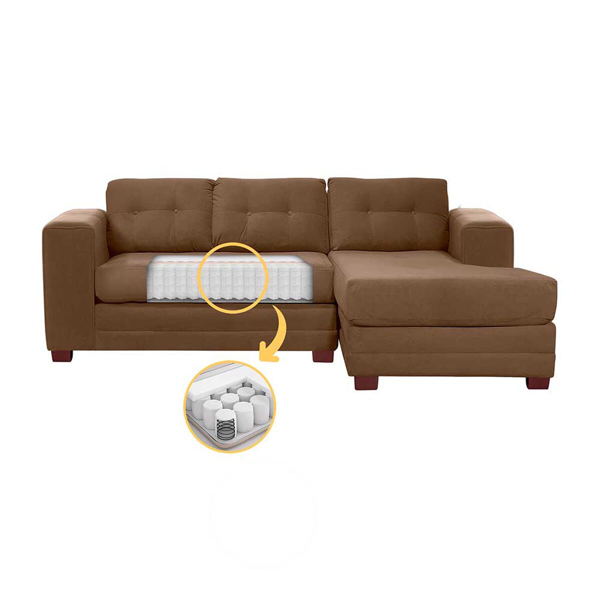 Sof&aacute; Seccional Derecho Living Factory Roma 3 Cuerpos Chocolate