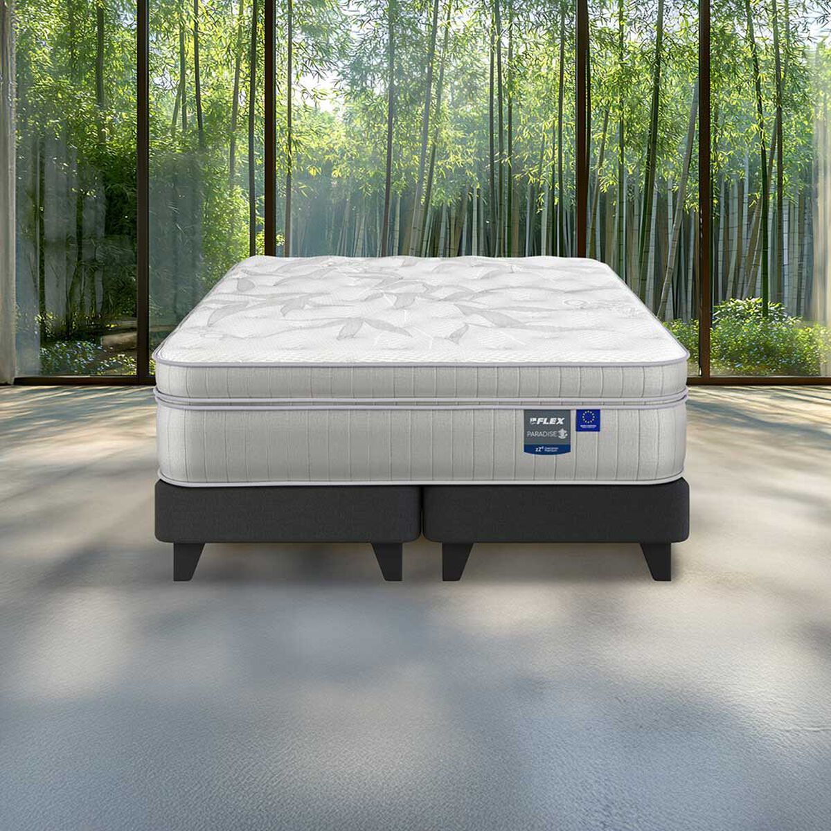 Combo Cama Europea Flex 1.5 Plazas Paradise +  Respaldo Colonia