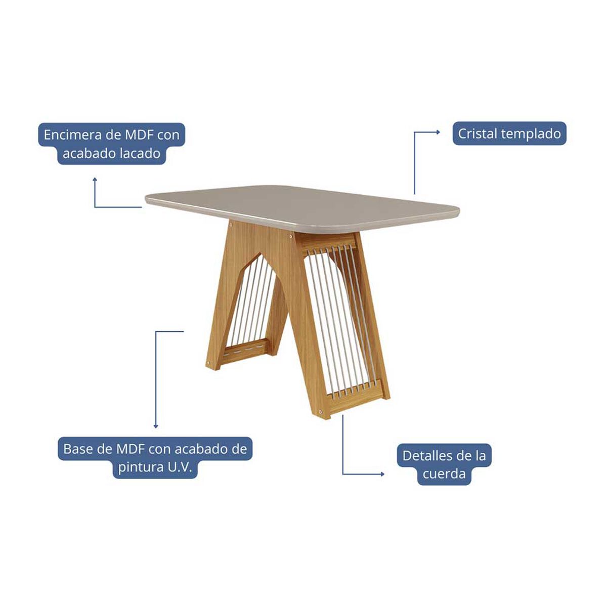 Juego de Comedor Decocasa Carol 4 Sillas Off White