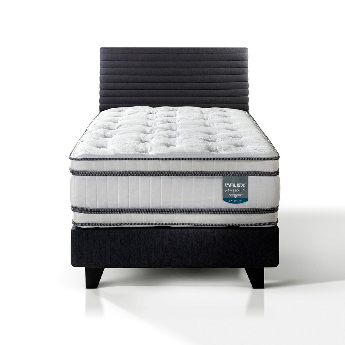 Cama Europea Flex 1,5 Plazas Majesty + Respaldo Modern Grafito