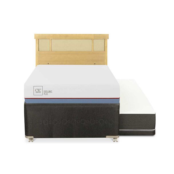 Cama Nido CIC 1,5 Plazas Excellence Plus + Respaldo Dublin Mostaza