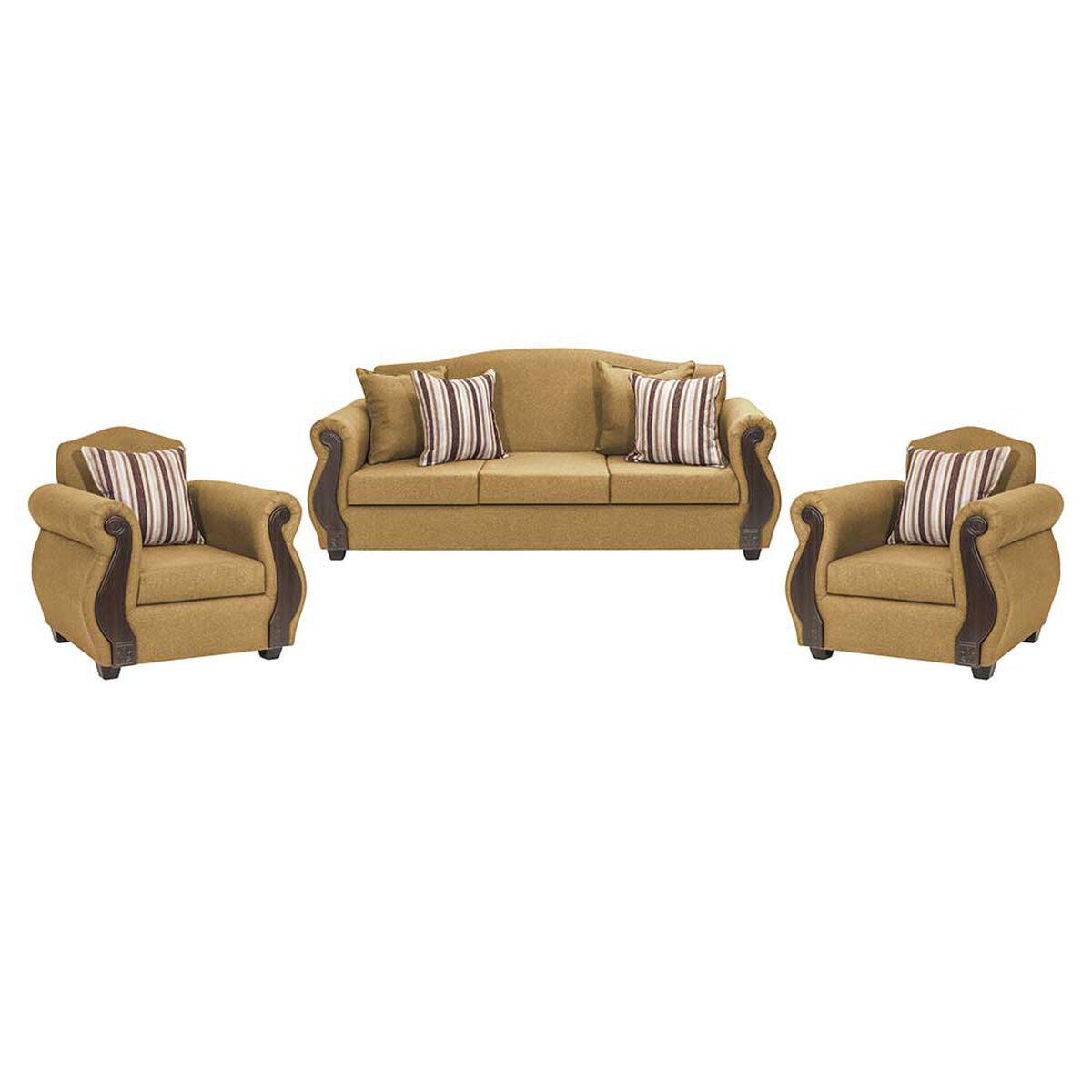 Juego de Living Innovamuebles New Bugambilia Sofá 3 Cuerpos + Dos Sillones 1 Cuerpo Oro