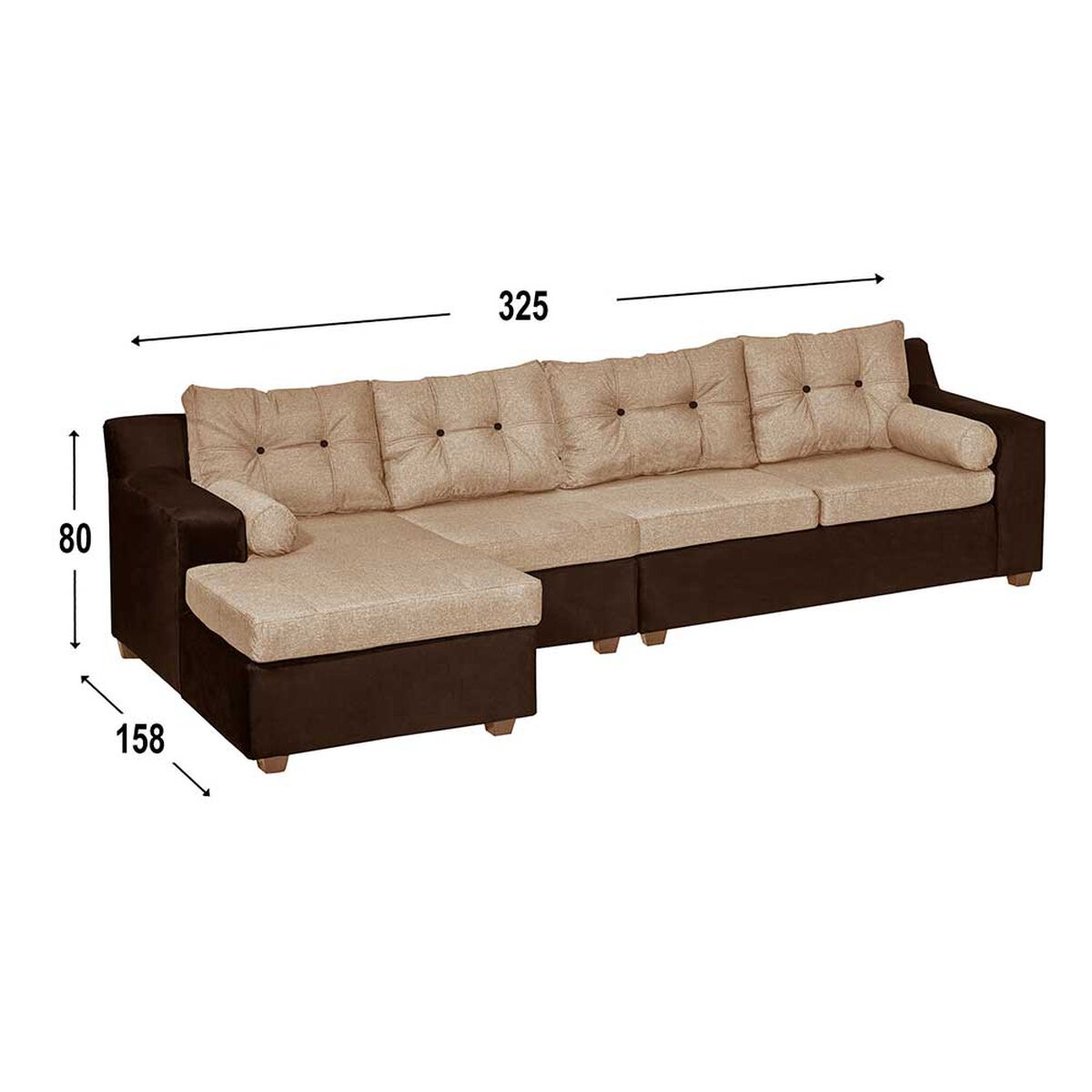 Sofá Seccional Diseño A&M Home Maritza Derecho 4 Cuerpos Beige