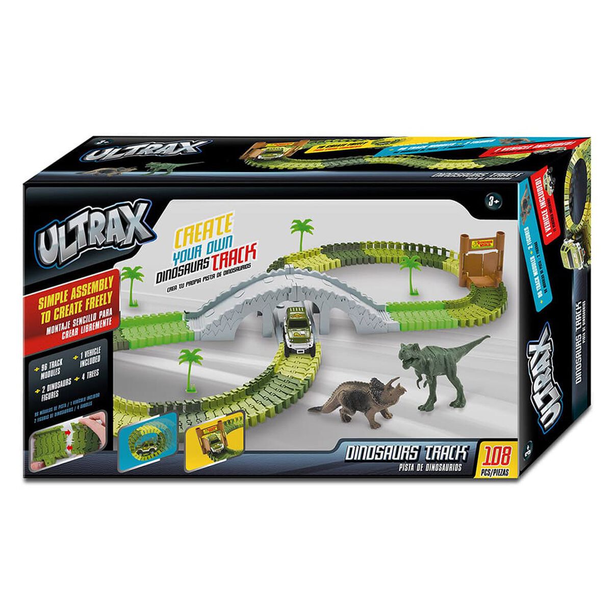 Pista de Autos con Dos Dinosaurios Ultrax