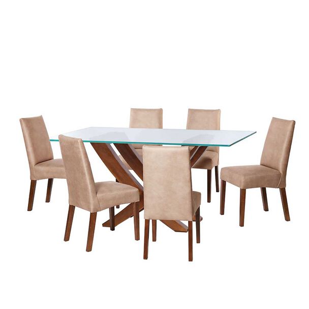 Juego de Comedor Latam Home Alicante 6 Sillas Beige