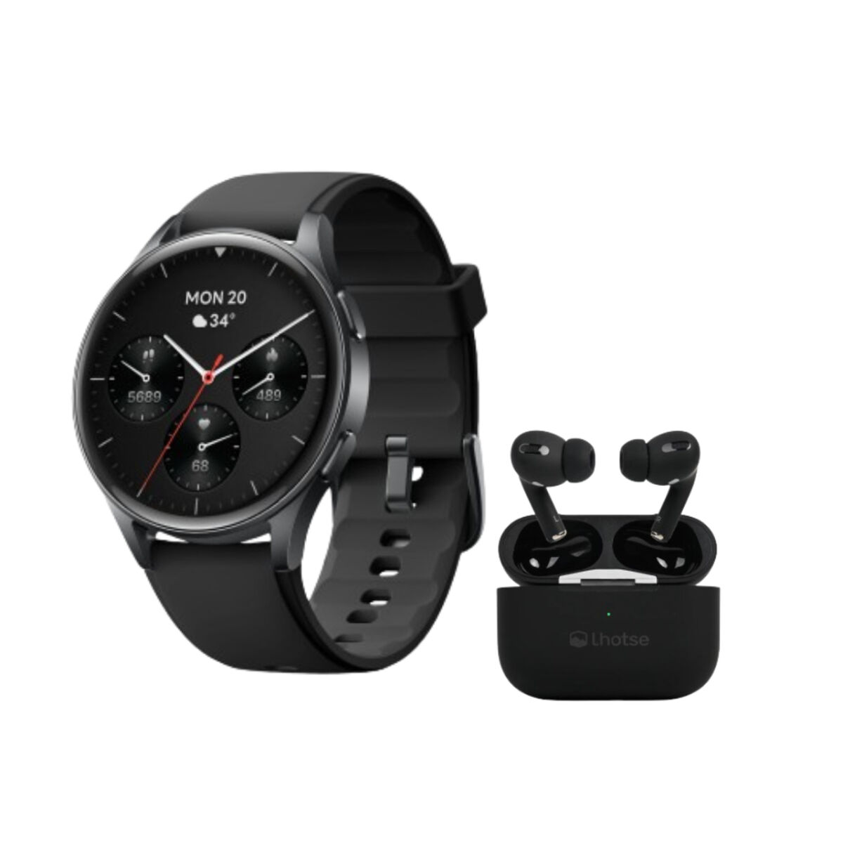 Kit Smartwatch Lhotse Vibe 05 Black + Audífonos Negro