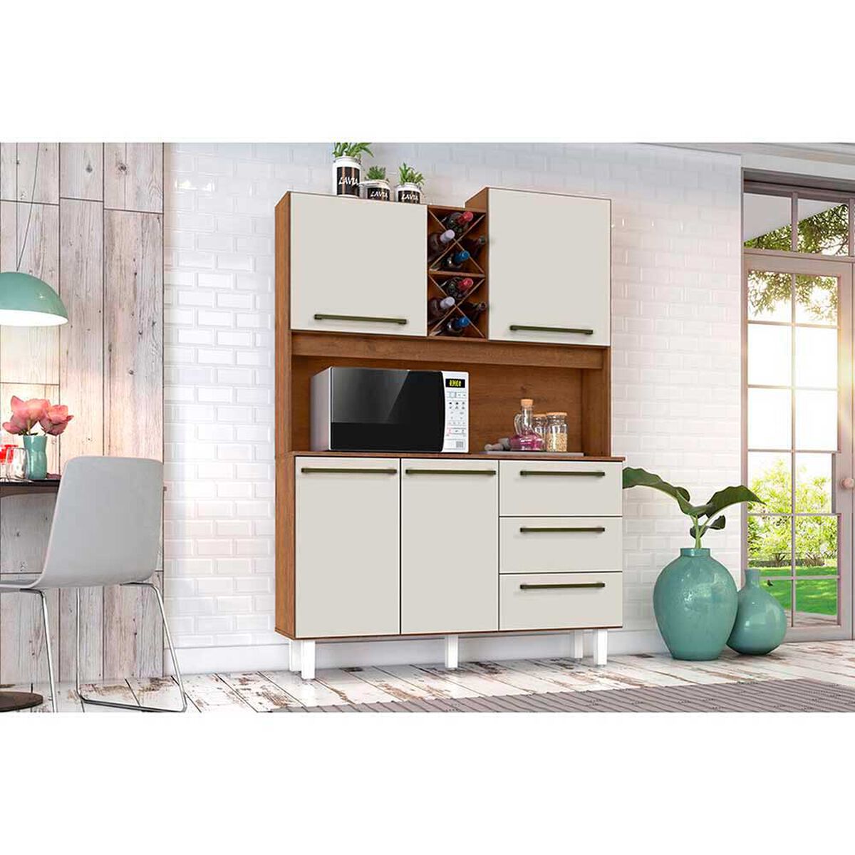 Combo Mueble de Cocina Casanova Rubi 1 Cajón 4 Puertas + Mueble de Cocina 3 Cajones 4 Puertas