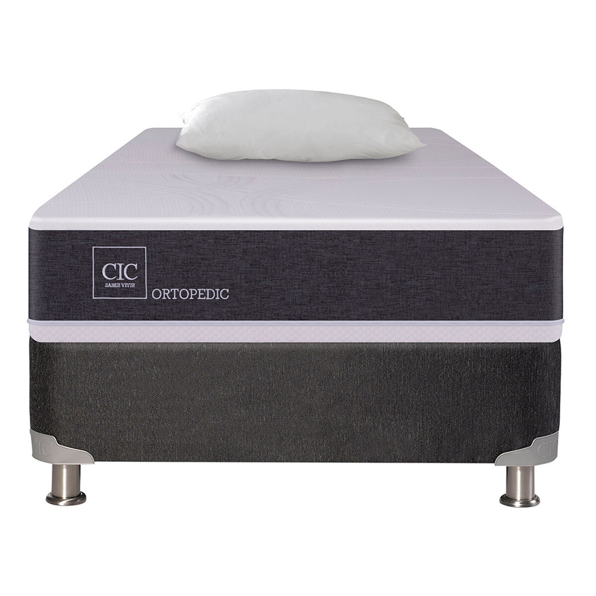 Box Spring CIC 1,5 Plazas Ortopedic + Almohada