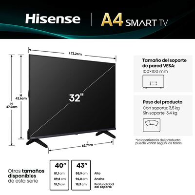 Imagen 2 del producto LED 32"" Hisense HD 32A4NV