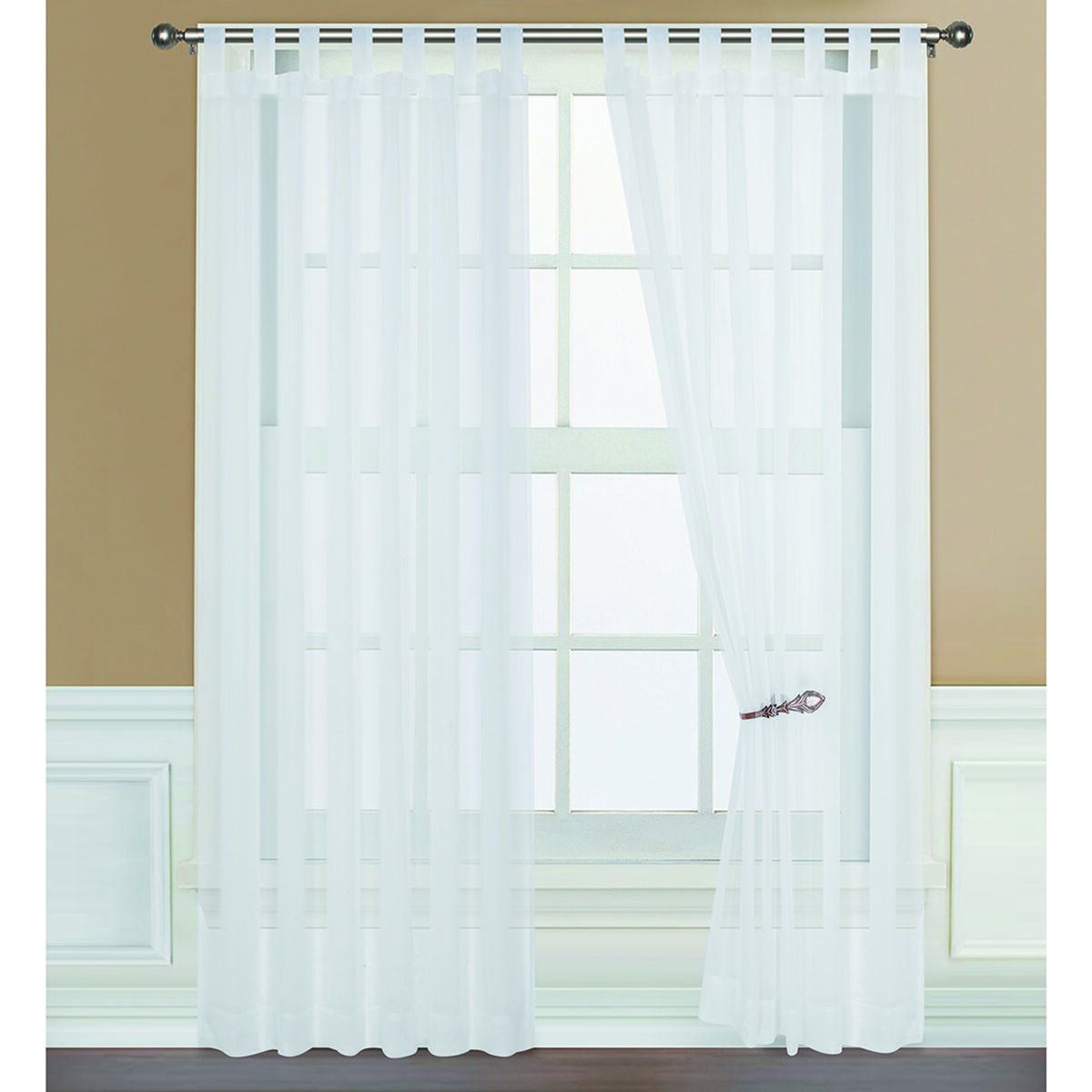 Set Cortinas Velo Lino-Presilla Beige 140X220 Cm