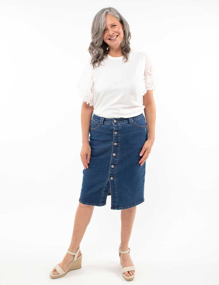 Falda Midi Denim Mujer Portman Club