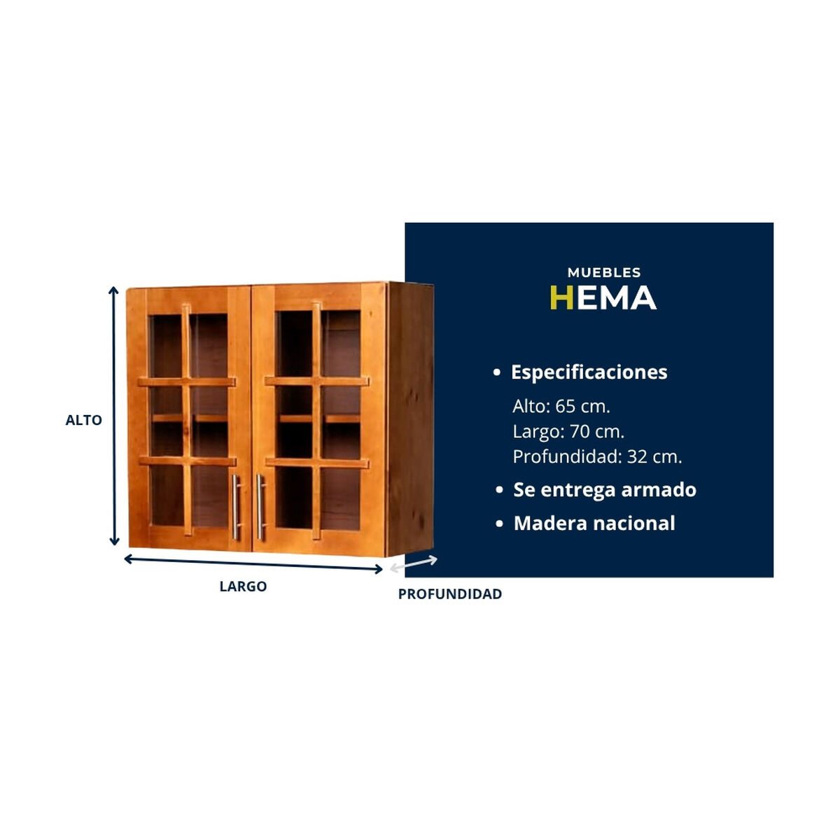 Mueble Ar&eacute;reo de Cocina Muebles Hema Berl&iacute;n 2 Puertas Nogal