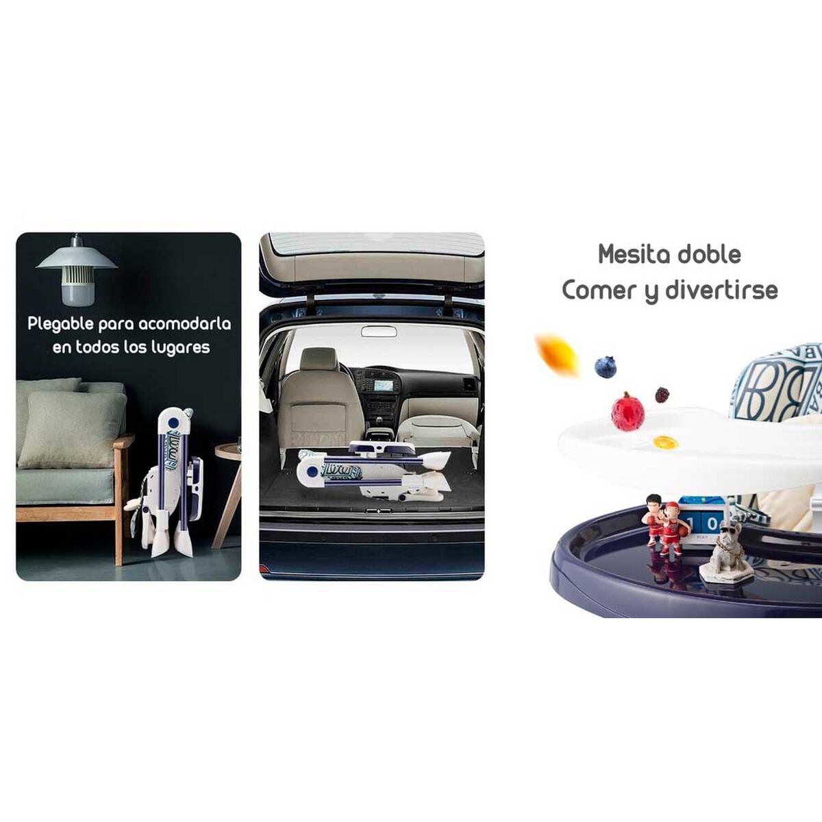 Silla de Comer Multiposiciones con Ruedas Mix