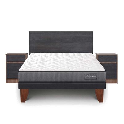 Imagen 1 del producto Cama Europea CIC 2 Plazas Anatomic + Respaldo + 2 Veladores Espresso