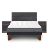 Cama Europea CIC 2 Plazas Anatomic + Respaldo + 2 Veladores Espresso
