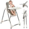 Silla de Comer Lubabycas Plegable con Ruedas Gris