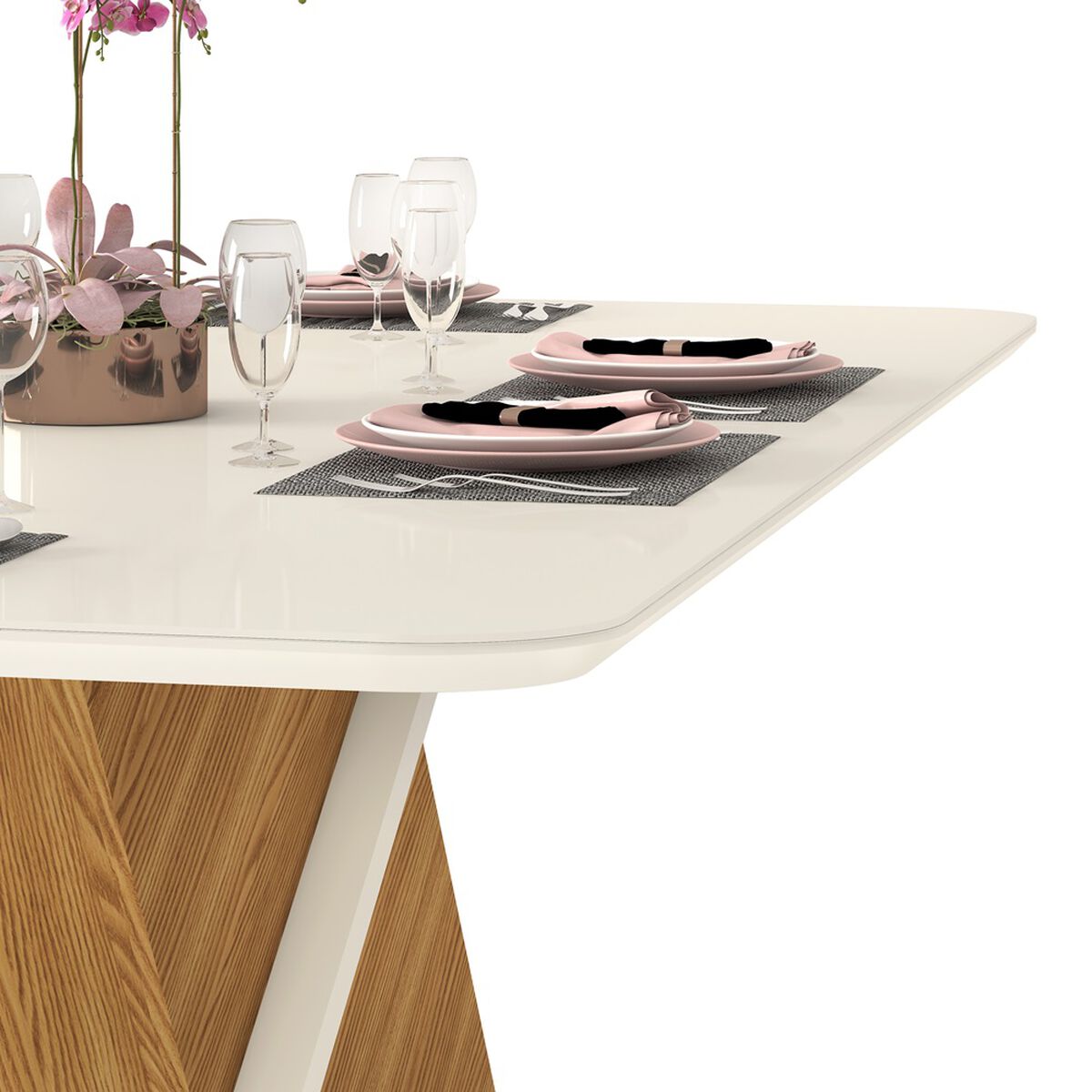 Juego de Comedor Di Poretti Stela 8 Sillas Beige