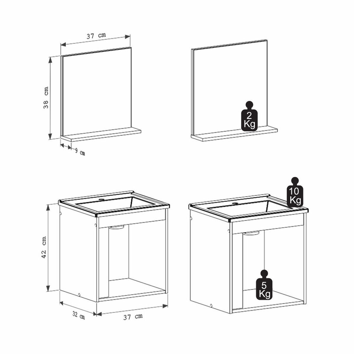Vanitorio Vekkahome Onix Negro