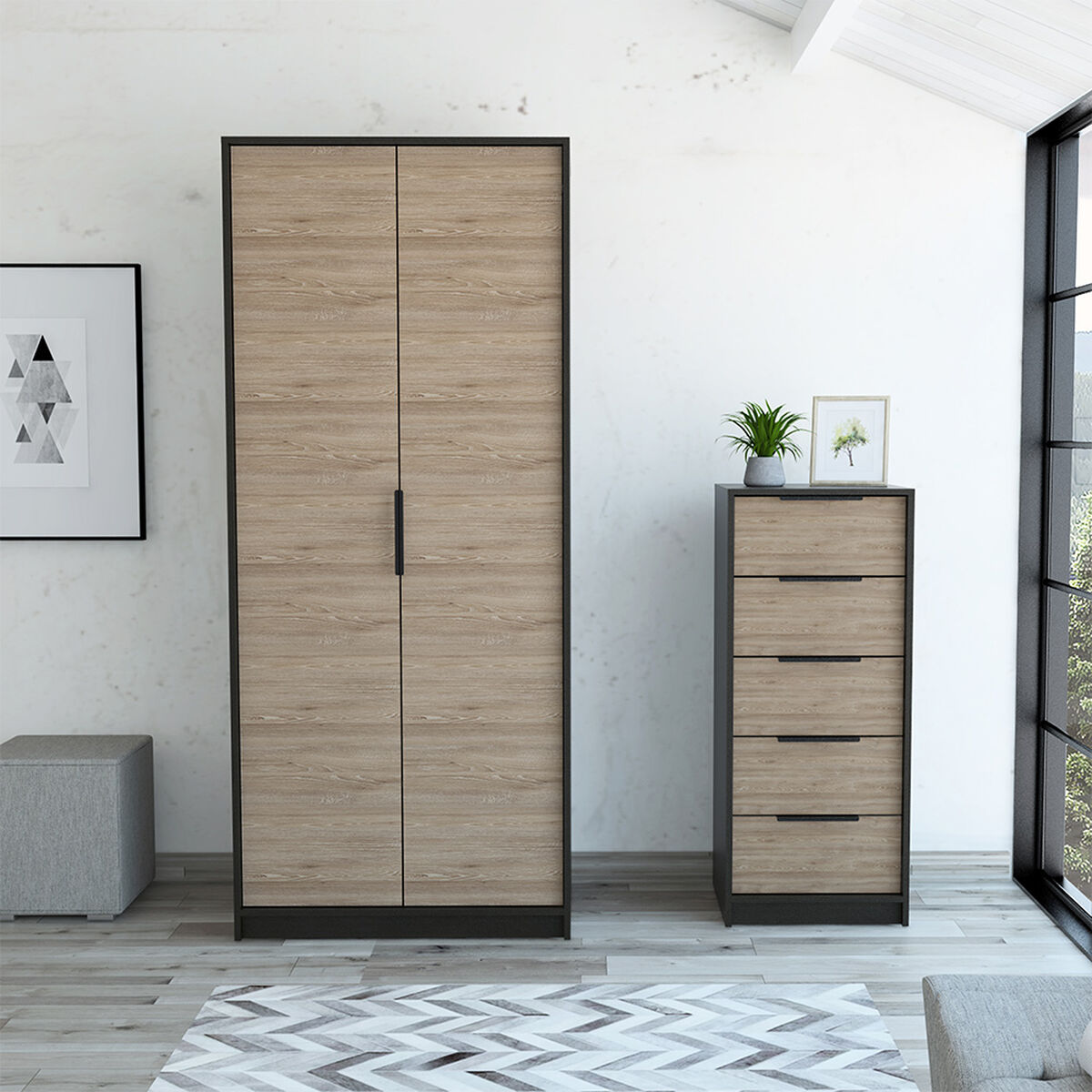 Clóset 2 Puertas + Cómoda 5 Cajones