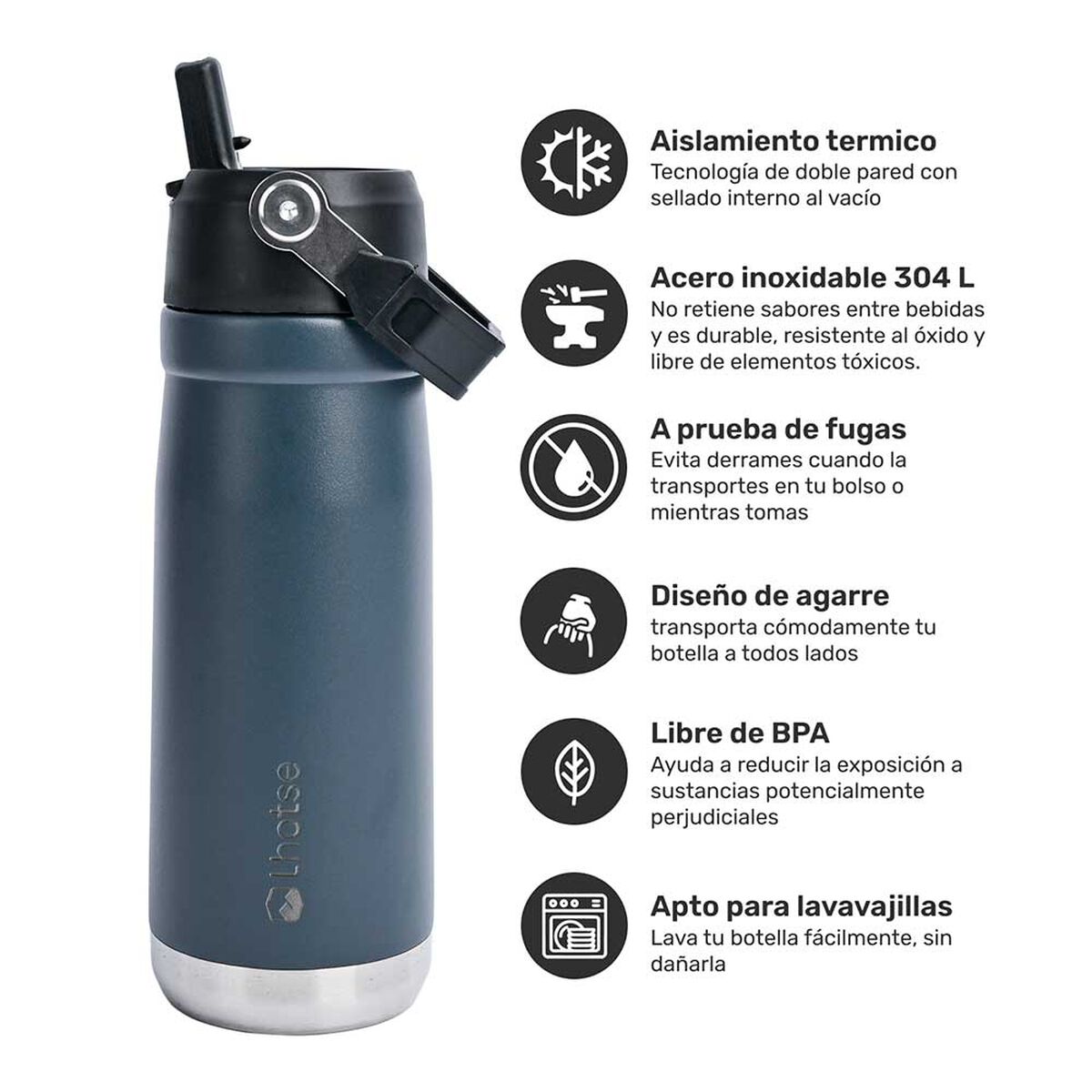 Botella Térmica Insulada Adventure 650ml Black Lhotse