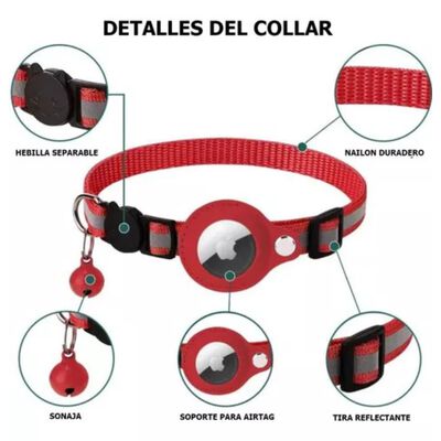 Imagen 2 del producto Collar para Gato Laudtec Airtag Rojo
