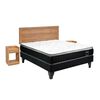 Cama Europea Celta 2 Plazas Black Soul + Respaldo + 2 Veladores Aura Honey