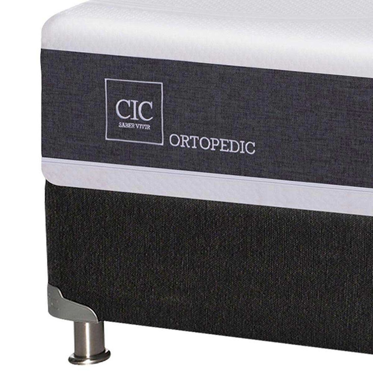 Box Spring CIC 1 Plaza New Ortopedic + Respaldo + Velador New Gales