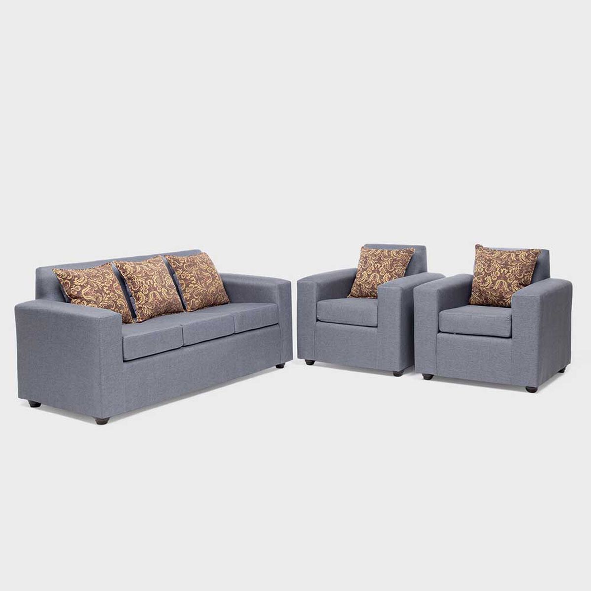 Juego de Living Almore Paris Sofá 3 Cuerpos + Dos Sillones 1 Cuerpo Gris