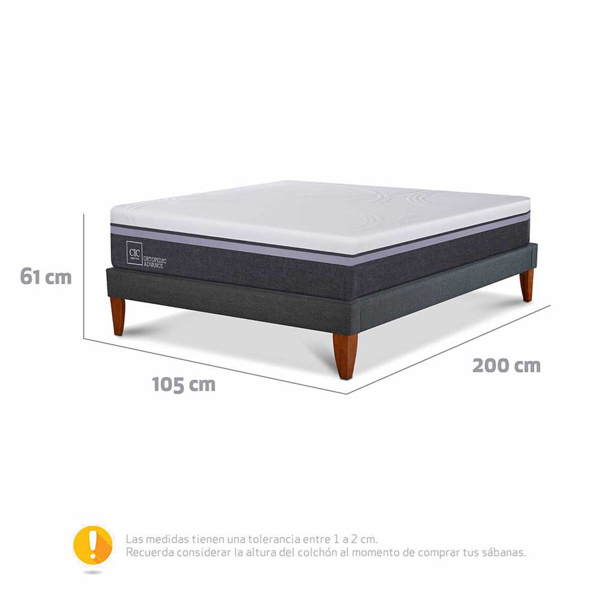 Cama Europea CIC 1,5 Plazas Ortopedic Advance