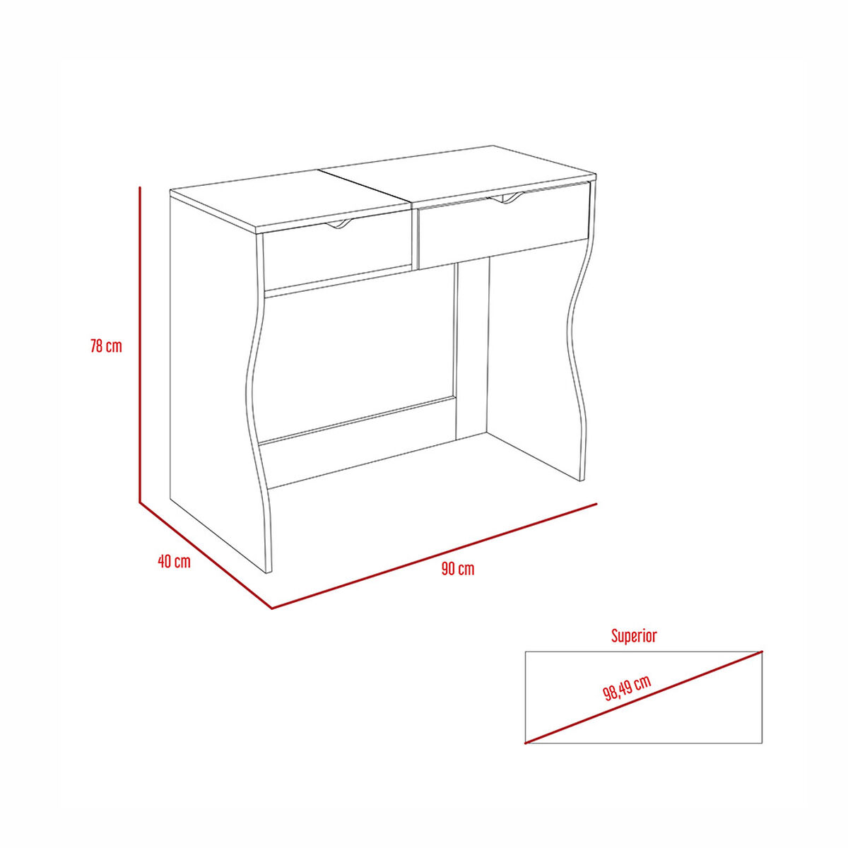Mueble De Tocador + Zapatero Con Espejo Perla