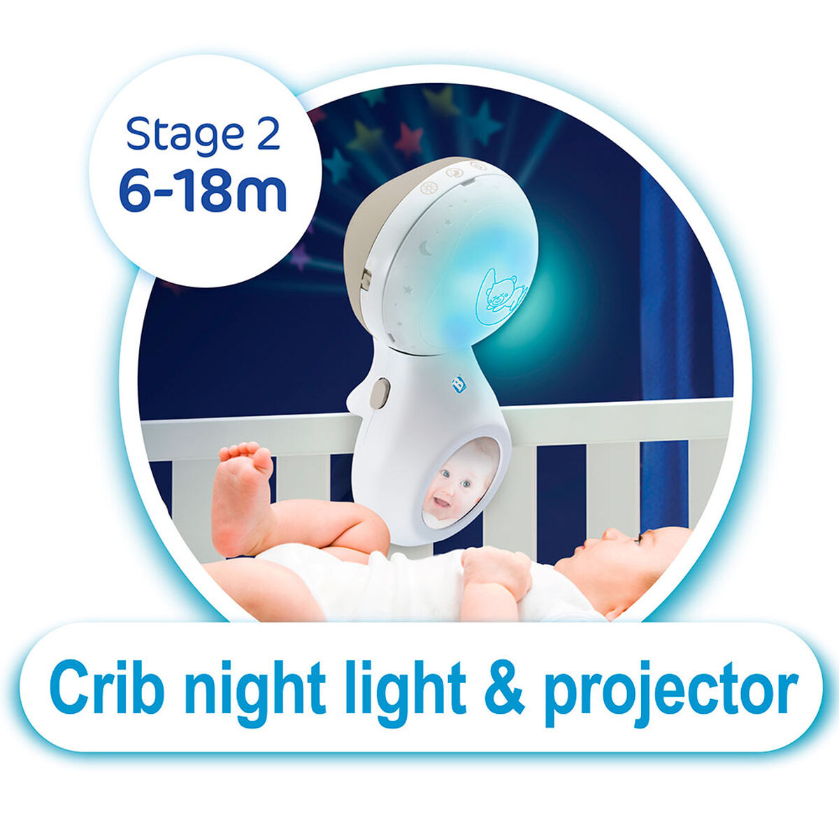 Movil Bebe Proyector Musical 3 en 1 Azul Infantino