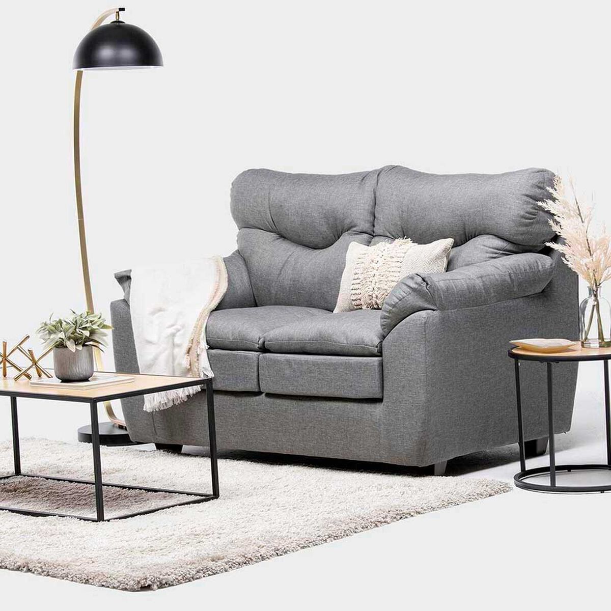 Sof&aacute; Almore Belen 2 Cuerpos Gris