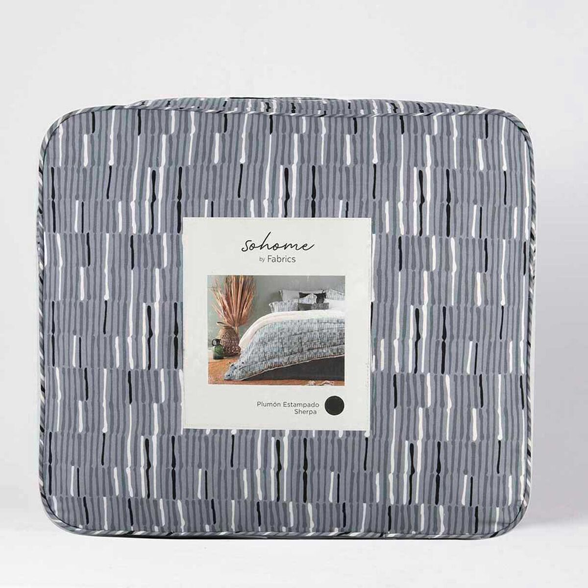 Plum&oacute;n Estampado Sherpa SoHome 2 Plazas Lines Beige