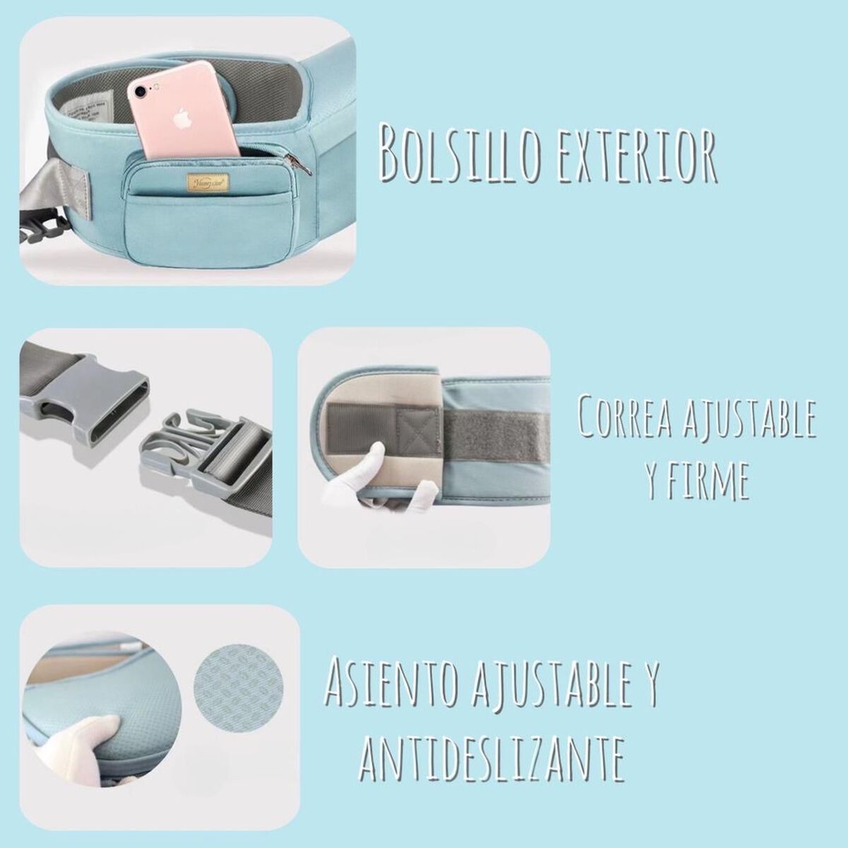 Portabebé Ergonómico Multifuncional 3 en 1 Lubabycas Azul