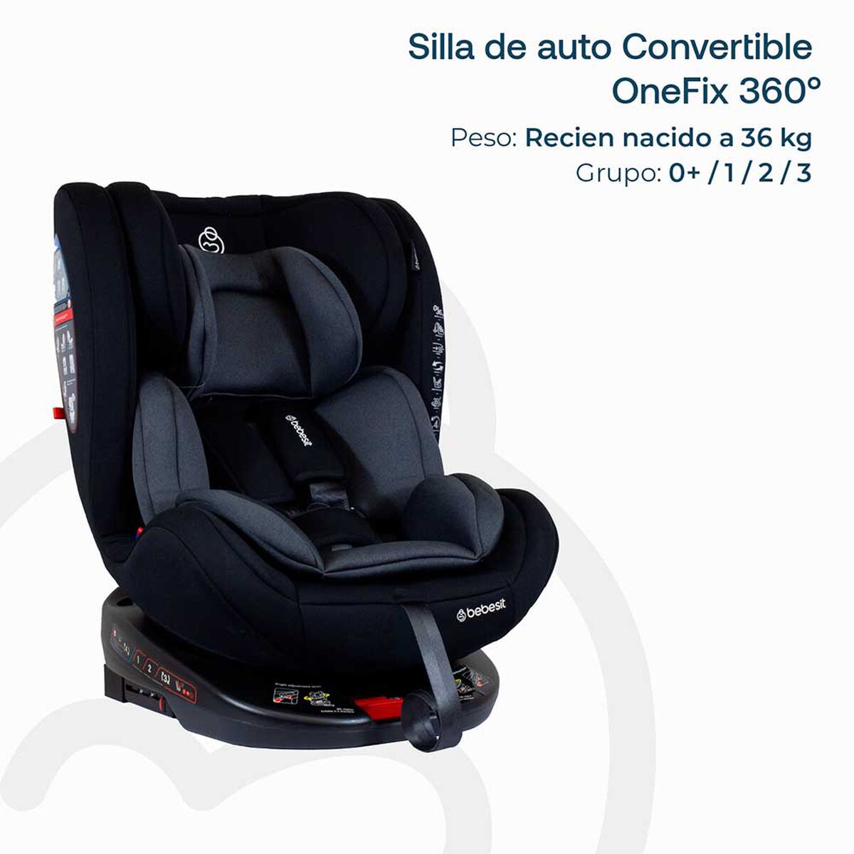 Silla de Auto Bebe Convertible OneFix 360 Isofix Grey Bebesit