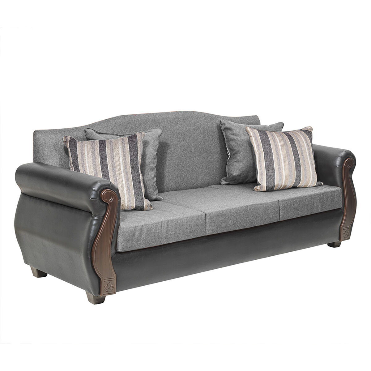 Juego de Living Innovamuebles New Bugambilia Sofá 3 Cuerpos + Sofá 2 Cuerpos Gris Claro
