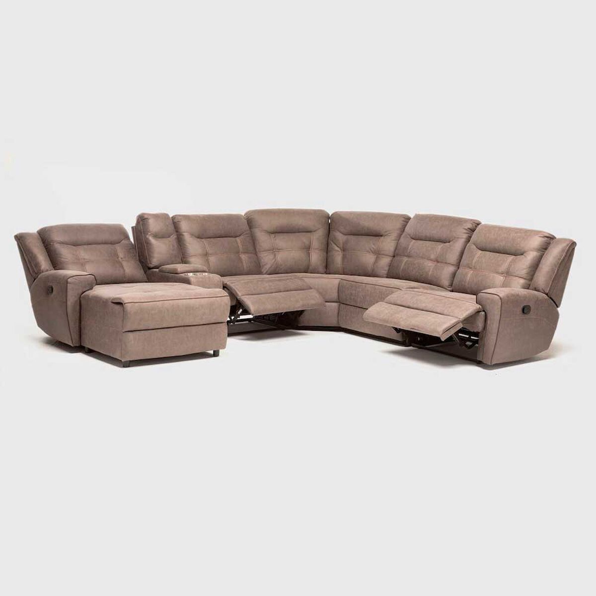Seccional Izquierdo Reclinable Daniels Moderno 5 Cuerpos Caf&eacute; Grand
